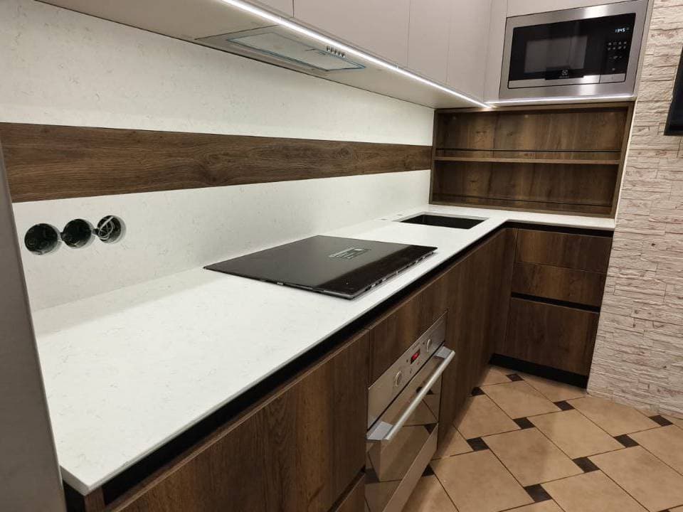 Modern kitchen with artificial stone countertop